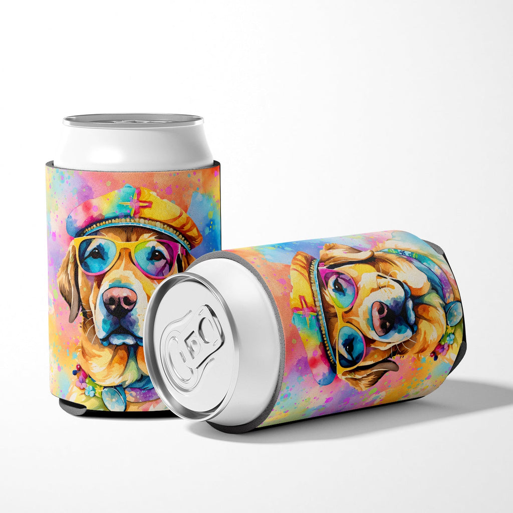 Yellow Labrador Hippie Dawg Can or Bottle Hugger Cooler Sleeve for Standard 12 oz Cans, Insulated Foam Beer & Soda Can Hugger Reusable