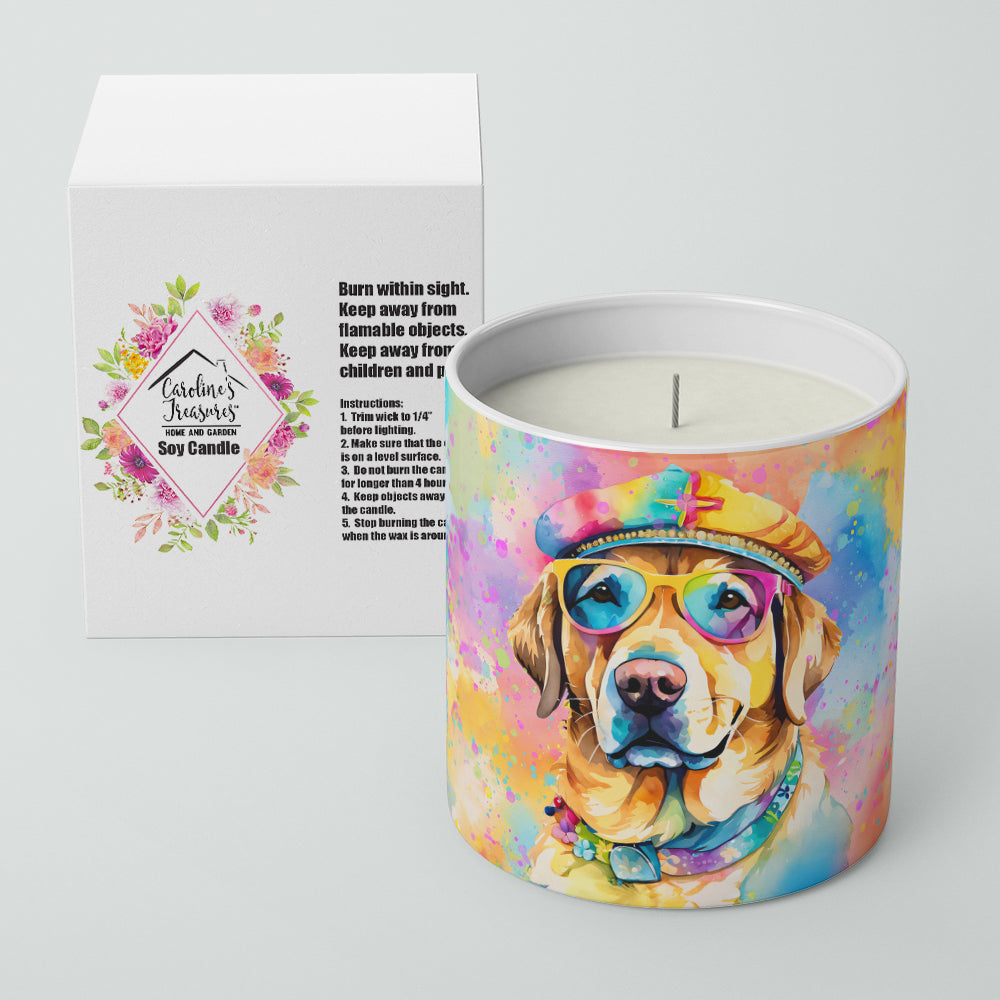 Yellow Labrador Hippie Dawg Decorative Soy Candle Nature Soy Wax Essential Oil Home Decor Ideal for Bedroom Kitchen Bath Office Gift, 10 oz