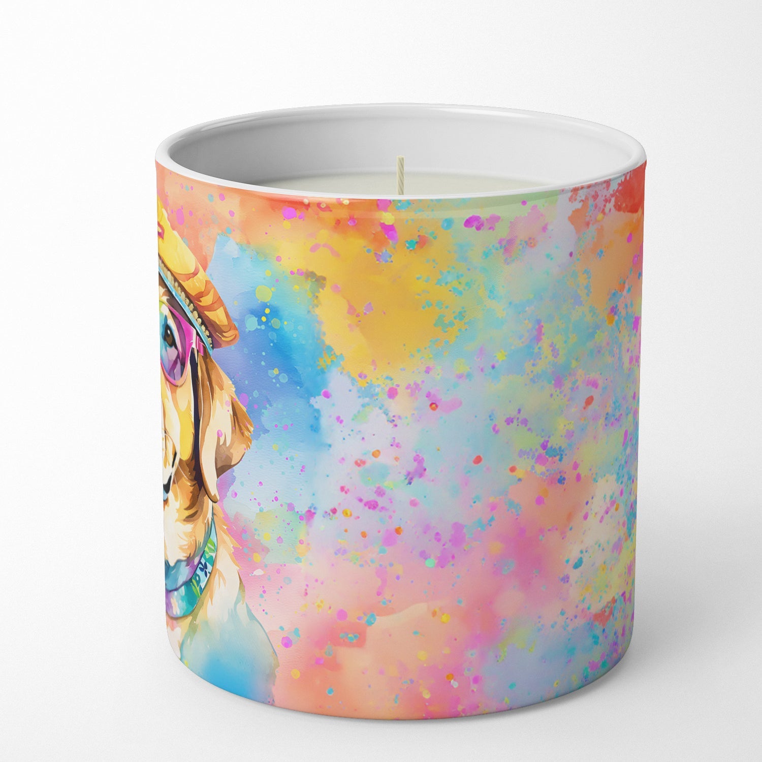 Yellow Labrador Hippie Dawg Decorative Soy Candle Nature Soy Wax Essential Oil Home Decor Ideal for Bedroom Kitchen Bath Office Gift, 10 oz