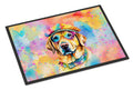 Yellow Labrador Hippie Dawg Doormat Indoor Outdoor 24H X 36W Front Door Mat Rugs for Entryway, Non Slip Washable Low Pile,