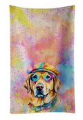 Yellow Labrador Hippie Dawg Kitchen Towel Velour Plush Front and Cotton Loop Back Machine Washable