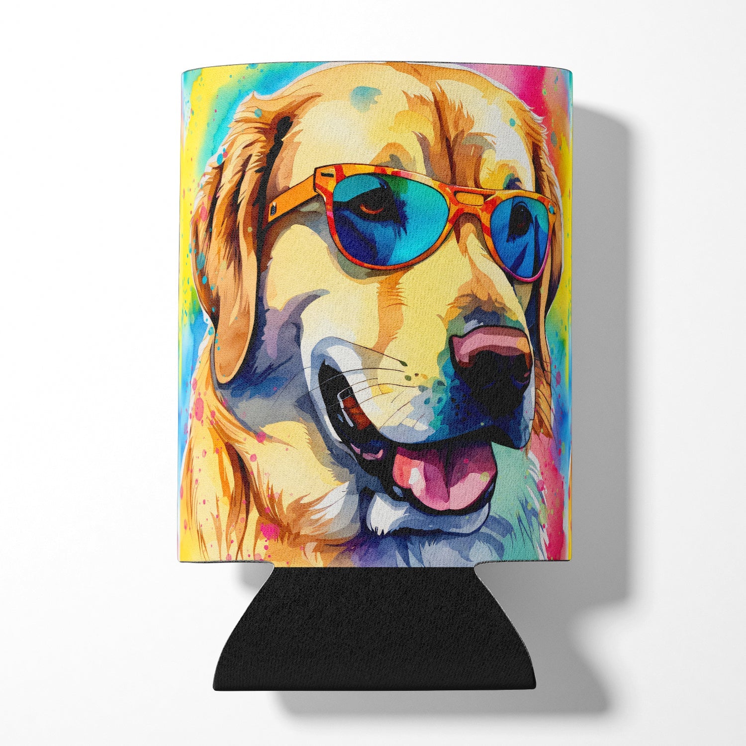 Yellow Labrador Hippie Dawg Can or Bottle Hugger Cooler Sleeve for Standard 12 oz Cans, Insulated Foam Beer & Soda Can Hugger Reusable