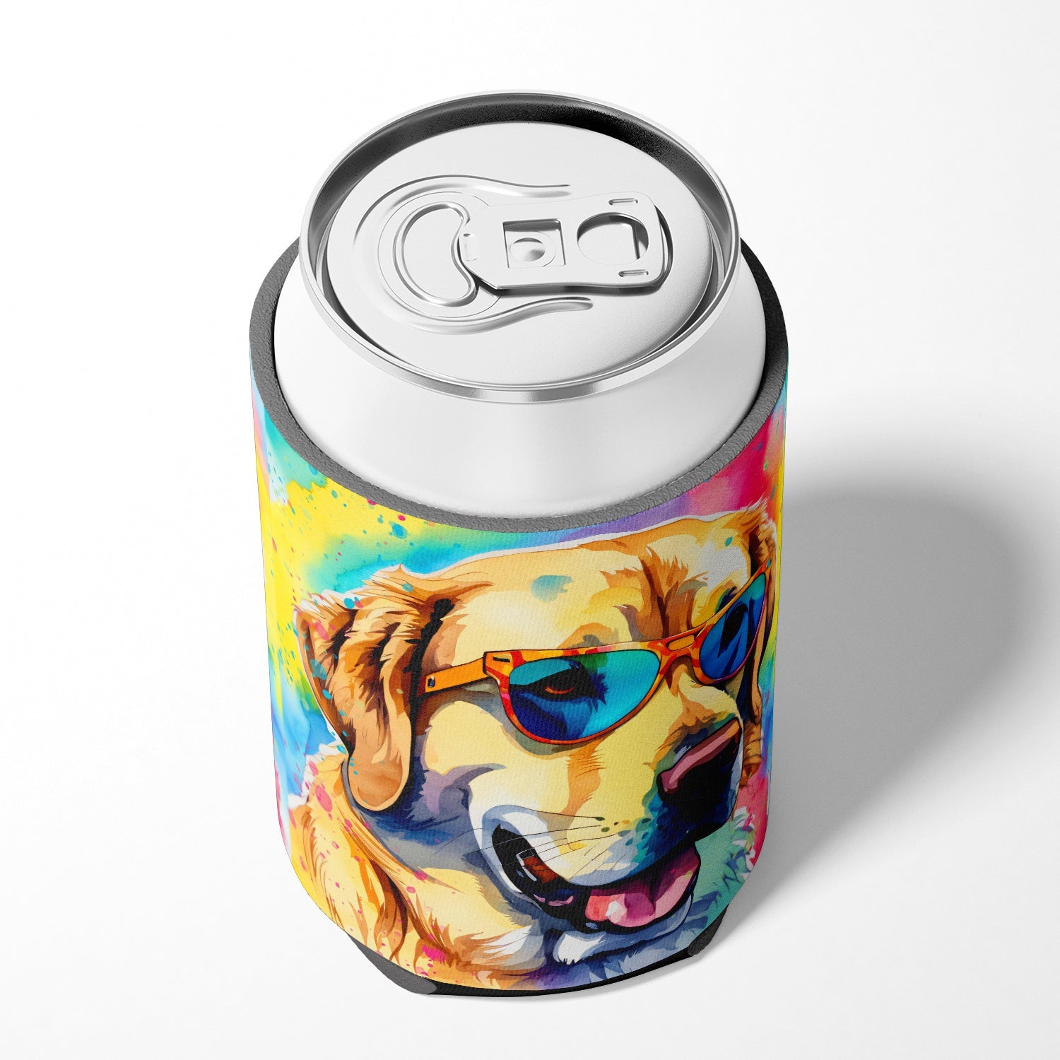 Yellow Labrador Hippie Dawg Can or Bottle Hugger Cooler Sleeve for Standard 12 oz Cans, Insulated Foam Beer & Soda Can Hugger Reusable