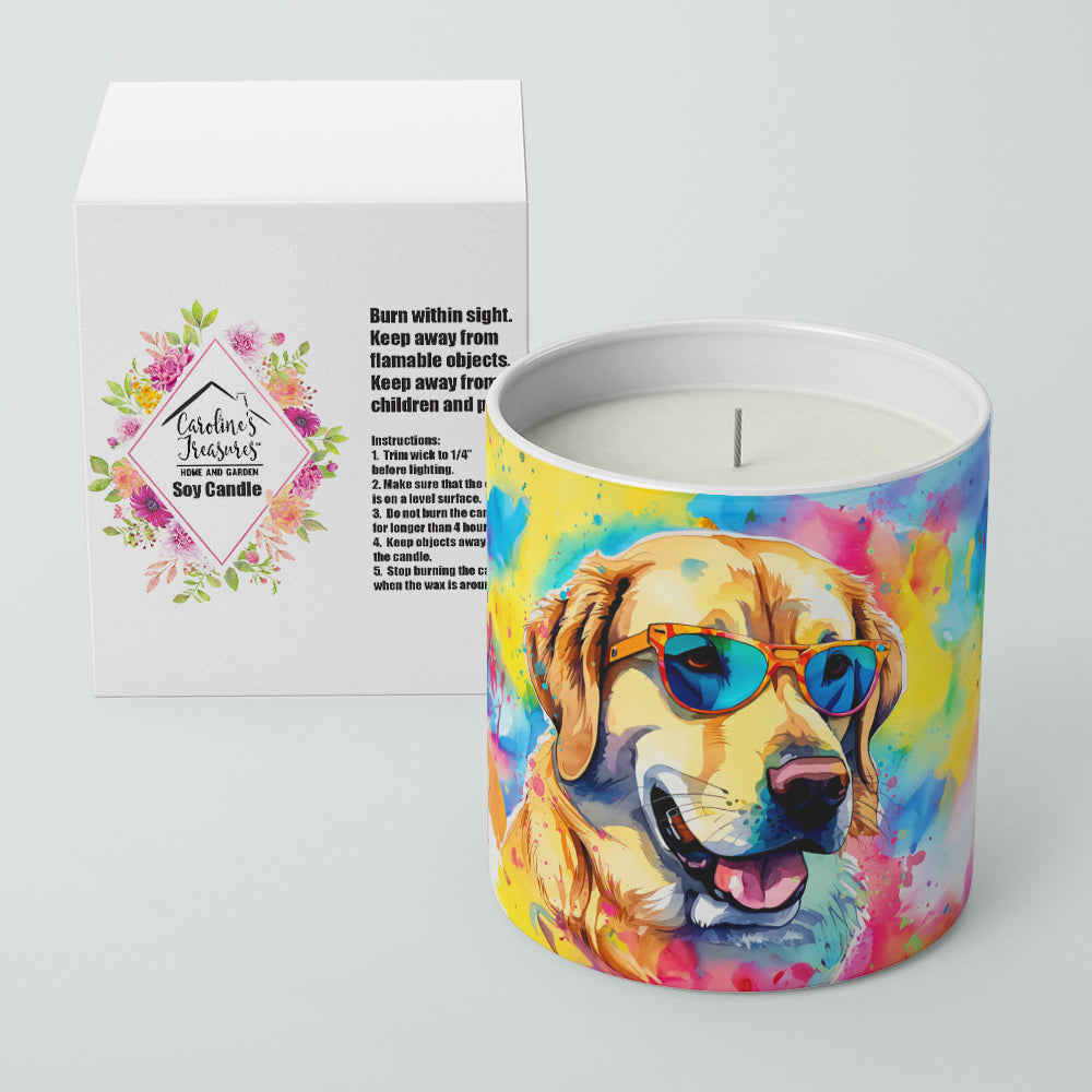 Yellow Labrador Hippie Dawg Decorative Soy Candle Nature Soy Wax Essential Oil Home Decor Ideal for Bedroom Kitchen Bath Office Gift, 10 oz