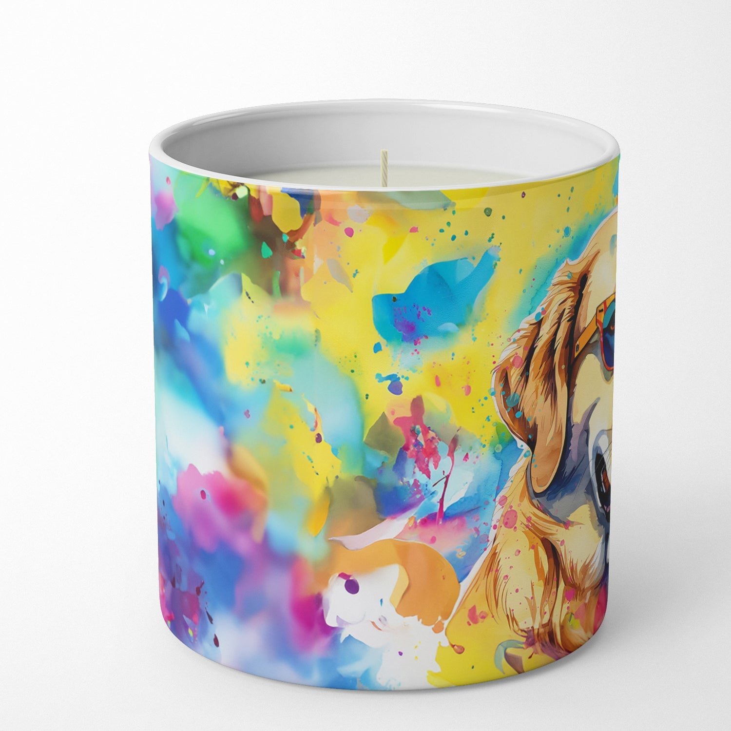 Yellow Labrador Hippie Dawg Decorative Soy Candle Nature Soy Wax Essential Oil Home Decor Ideal for Bedroom Kitchen Bath Office Gift, 10 oz
