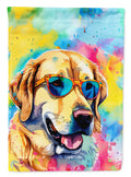 Yellow Labrador Hippie Dawg House Flag 28x40 Porch Sleeve Pole Decorative Outside Yard Banner Artwork Wall Hanging, Polyester