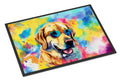 Yellow Labrador Hippie Dawg Doormat Indoor Outdoor 18H X 27W Front Door Mat Rugs for Entryway, Non Slip Washable