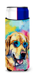 Yellow Labrador Hippie Dawg Slim Can Hugger , Insulated Foam Hugger for 12 oz Slim Cans, Beer Bottles & Water Bottles, Printed in USA