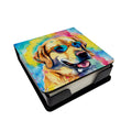 Yellow Labrador Hippie Dawg PU Leather Note Paper Holder with Artist-Designed Cover, Desk Accessory, Office Gift
