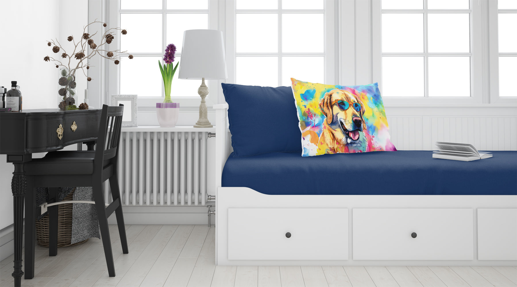Yellow Labrador Hippie Dawg Standard Pillowcase Lightweight Super Soft Easy Care Decorative Artwork Pillowcase, Standard