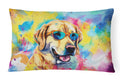 Yellow Labrador Hippie Dawg Decorative Throw Pillow 12x16 Indoor Outdoor Accent Cushion, Fabric Cover with Insert for Sofa, Bed, Porch & Living Room