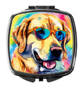 Yellow Labrador Hippie Dawg Compact Mirror Decorative Travel Makeup Mirror for Women Girls Gifts Pocket Makeup Mirror Folding Handheld
