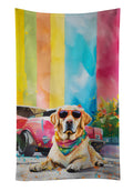 Yellow Labrador Hippie Dawg Kitchen Towel Velour Plush Front and Cotton Loop Back Machine Washable