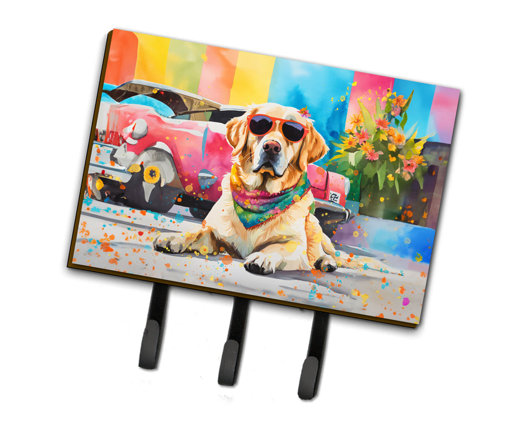 Yellow Labrador Hippie Dawg Leash or Key Holder Wall Hooks, Coat Rack Wall Mount, for Hanging Keys, Towels, Aprons, Leashes
