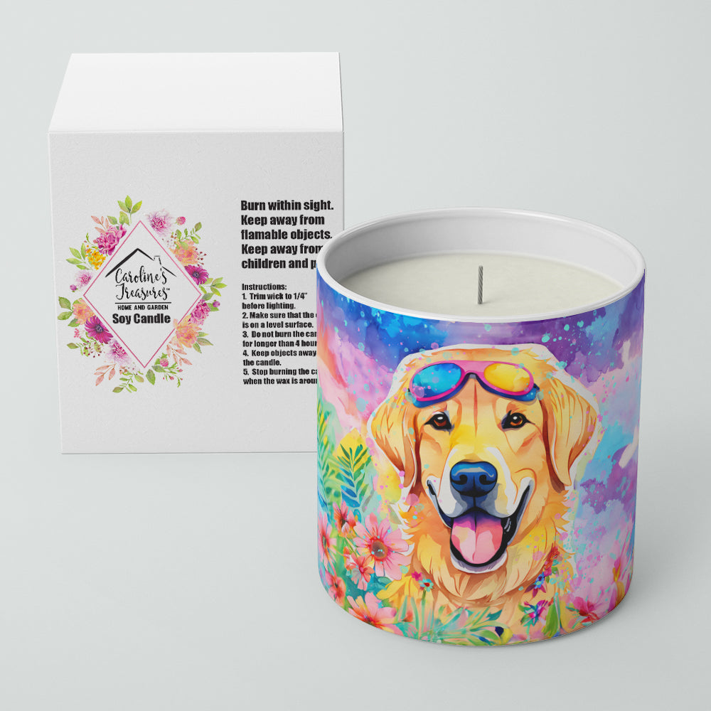 Yellow Labrador Hippie Dawg Decorative Soy Candle Nature Soy Wax Essential Oil Home Decor Ideal for Bedroom Kitchen Bath Office Gift, 10 oz