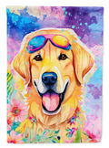 Yellow Labrador Hippie Dawg House Flag 28x40 Porch Sleeve Pole Decorative Outside Yard Banner Artwork Wall Hanging, Polyester