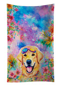 Yellow Labrador Hippie Dawg Kitchen Towel Velour Plush Front and Cotton Loop Back Machine Washable