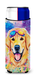 Yellow Labrador Hippie Dawg Slim Can Hugger , Insulated Foam Hugger for 12 oz Slim Cans, Beer Bottles & Water Bottles, Printed in USA