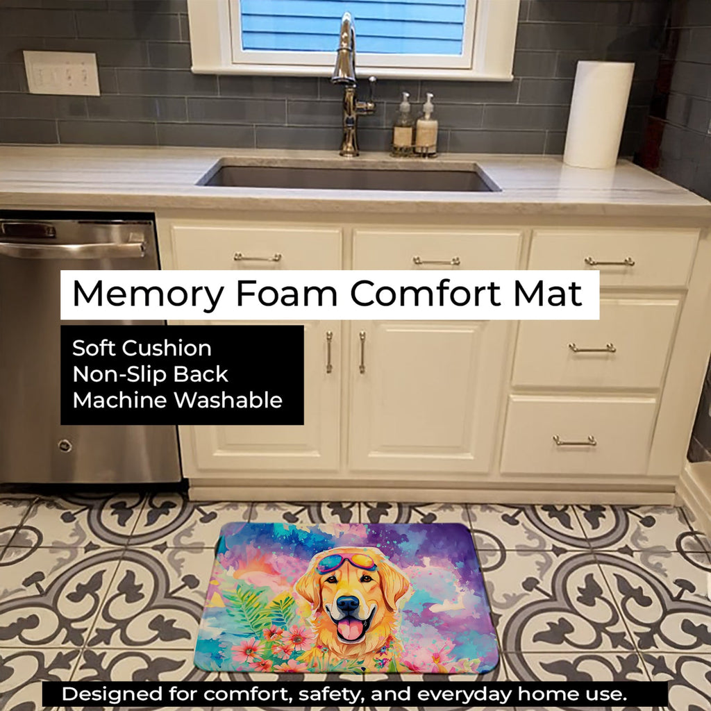 Yellow Labrador Hippie Dawg Memory Foam Kitchen Mat Machine Washable Anti-Fatigue Cushion Comfort Bath or Kitchen Rug