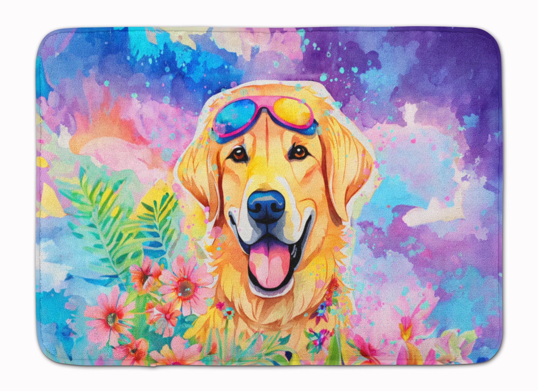 Yellow Labrador Hippie Dawg Memory Foam Kitchen Mat Machine Washable Anti-Fatigue Cushion Comfort Bath or Kitchen Rug