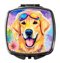 Yellow Labrador Hippie Dawg Compact Mirror Decorative Travel Makeup Mirror for Women Girls Gifts Pocket Makeup Mirror Folding Handheld
