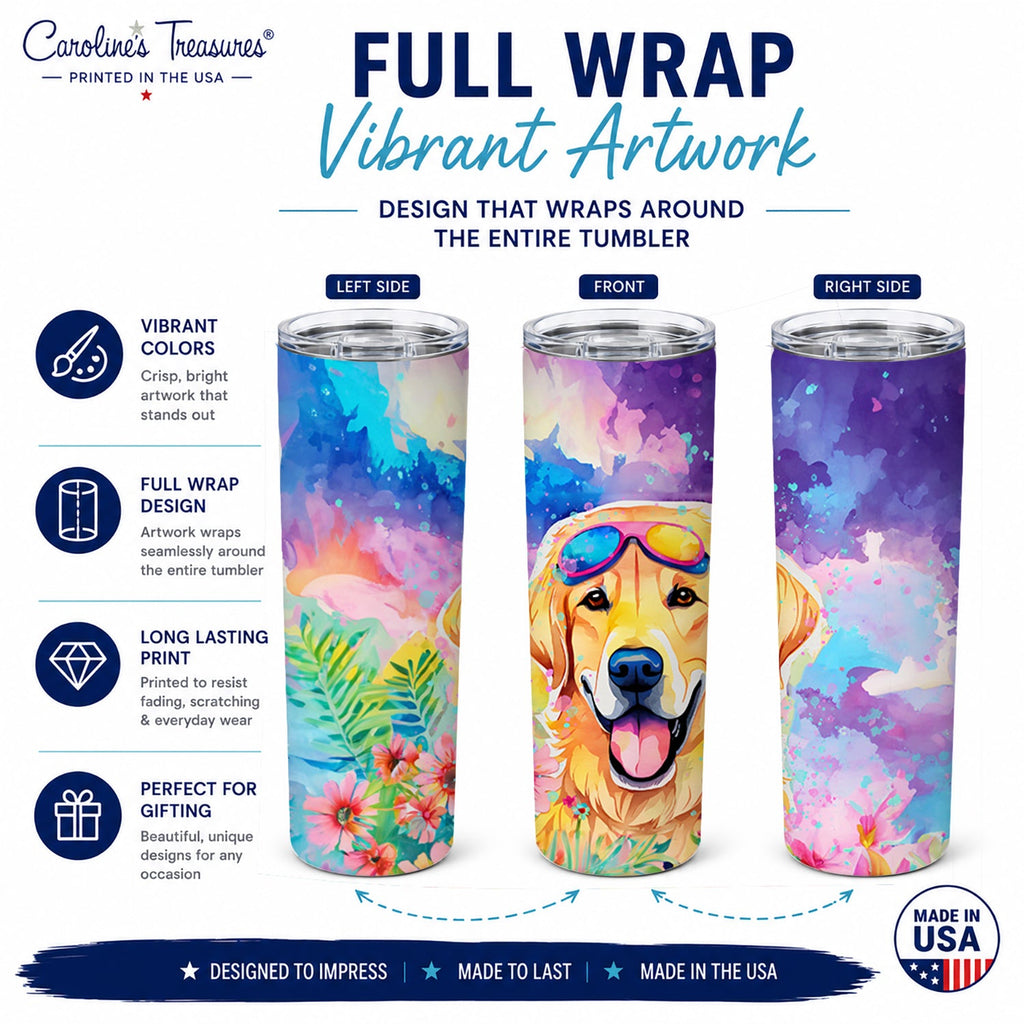Yellow Labrador Hippie Dawg Stainless Steel Skinny Tumbler 20 oz Vacuum Double Walled Reusable Insulated Travel Cup