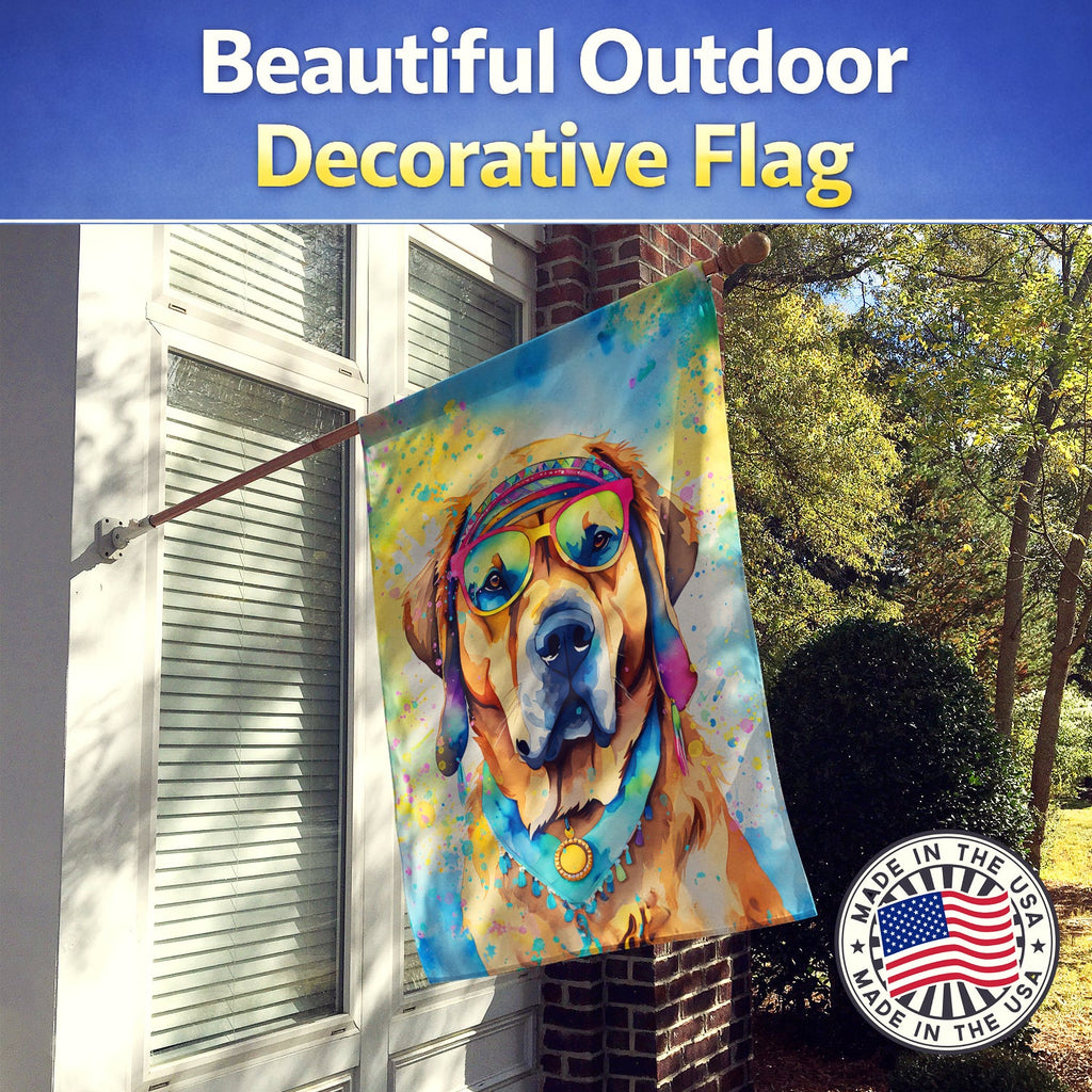 Mastiff Hippie Dawg House Flag 28x40 Porch Sleeve Pole Decorative Outside Yard Banner Artwork Wall Hanging, Polyester