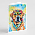 Mastiff Hippie Dawg Greeting Cards Pack of 8 Blank Cards with Envelopes Whimsical A7 Size 5x7