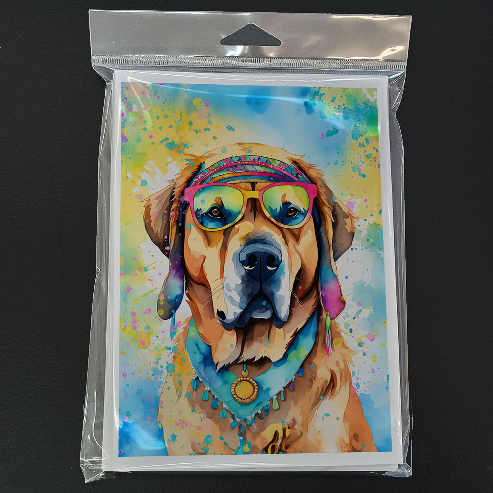 Mastiff Hippie Dawg Greeting Cards Pack of 8 Blank Cards with Envelopes Whimsical A7 Size 5x7