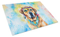 Mastiff Hippie Dawg Cutting Board Tempered Glass Kitchen Cutting Surface, Heat Resistant Chopping, Non-Slip Feet, Food Prep & Serving