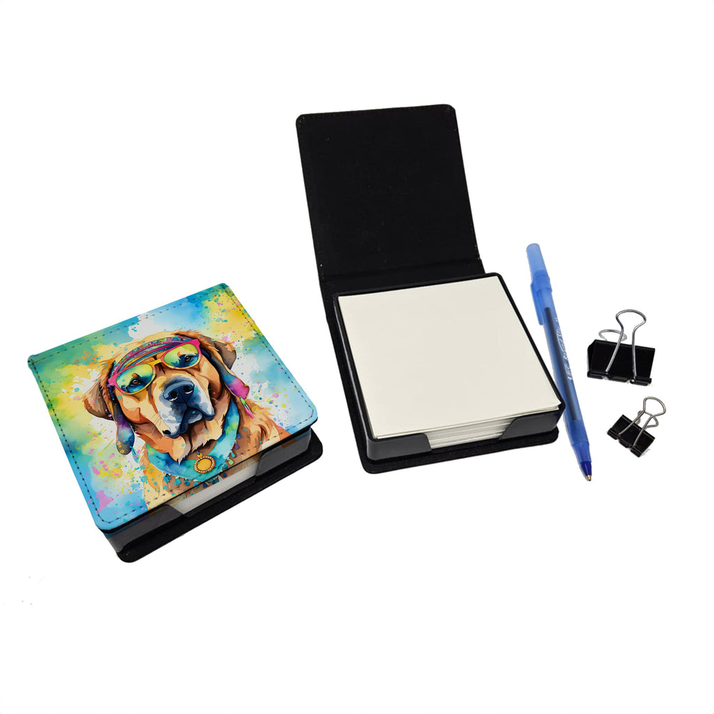 Mastiff Hippie Dawg PU Leather Note Paper Holder with Artist-Designed Cover, Desk Accessory, Office Gift