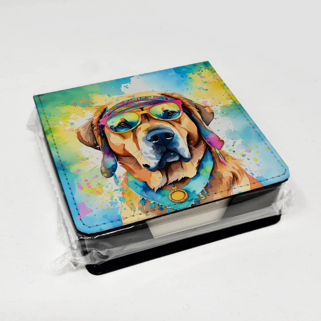 Mastiff Hippie Dawg PU Leather Note Paper Holder with Artist-Designed Cover, Desk Accessory, Office Gift