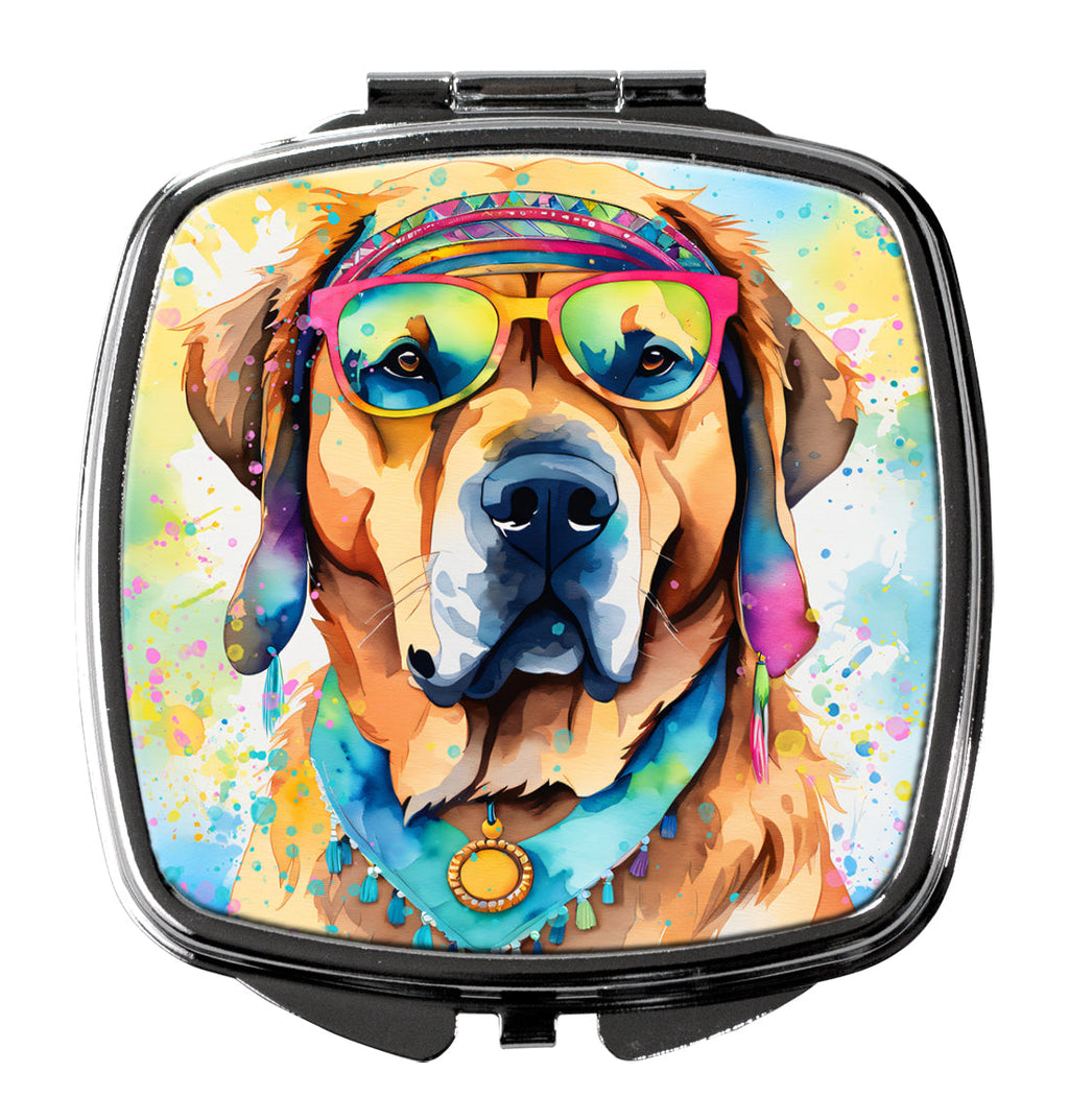 Mastiff Hippie Dawg Compact Mirror Decorative Travel Makeup Mirror for Women Girls Gifts Pocket Makeup Mirror Folding Handheld