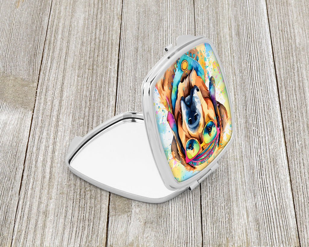Mastiff Hippie Dawg Compact Mirror Decorative Travel Makeup Mirror for Women Girls Gifts Pocket Makeup Mirror Folding Handheld