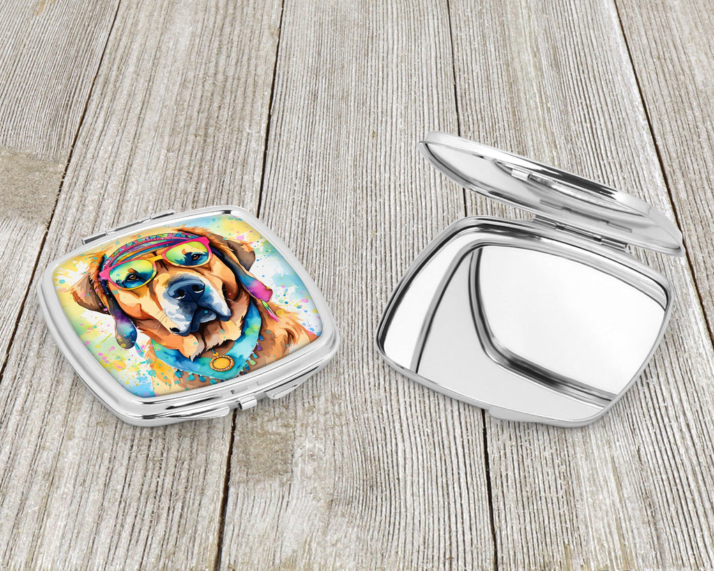 Mastiff Hippie Dawg Compact Mirror Decorative Travel Makeup Mirror for Women Girls Gifts Pocket Makeup Mirror Folding Handheld
