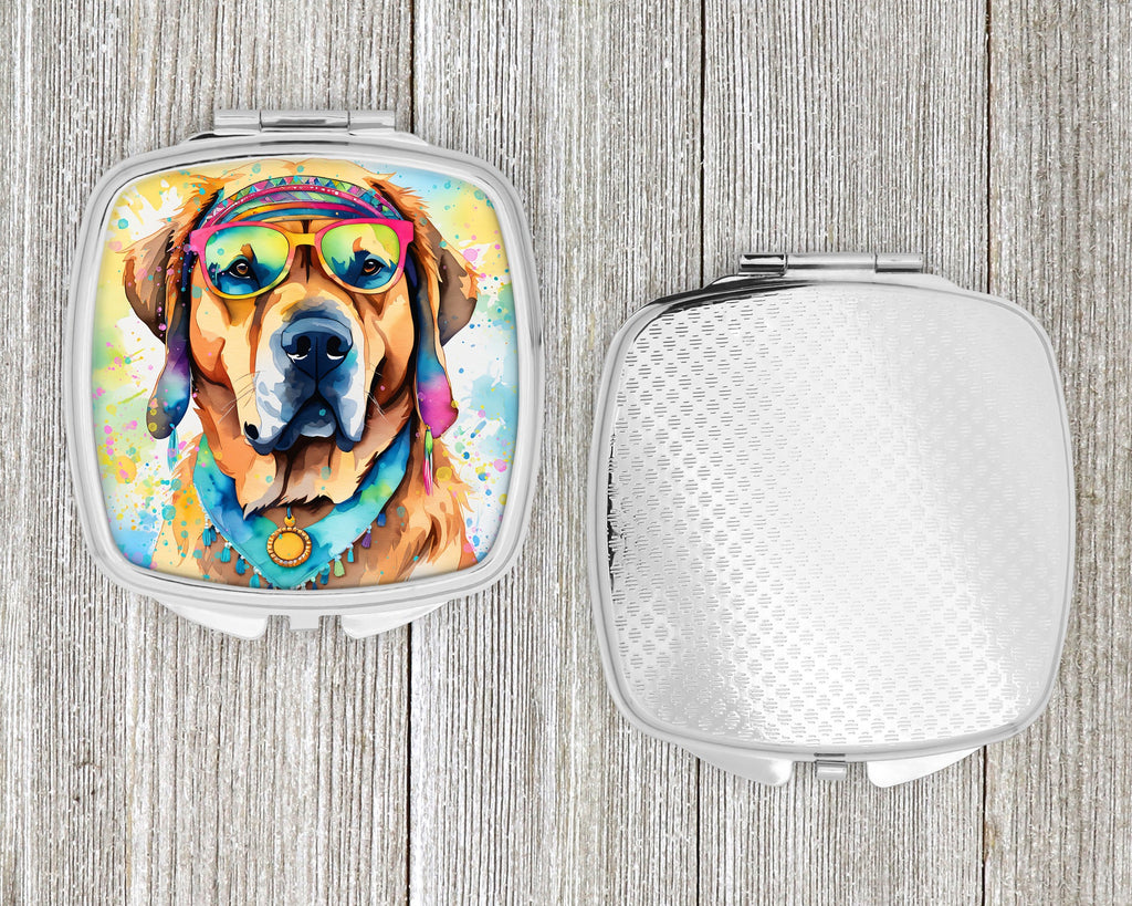 Mastiff Hippie Dawg Compact Mirror Decorative Travel Makeup Mirror for Women Girls Gifts Pocket Makeup Mirror Folding Handheld