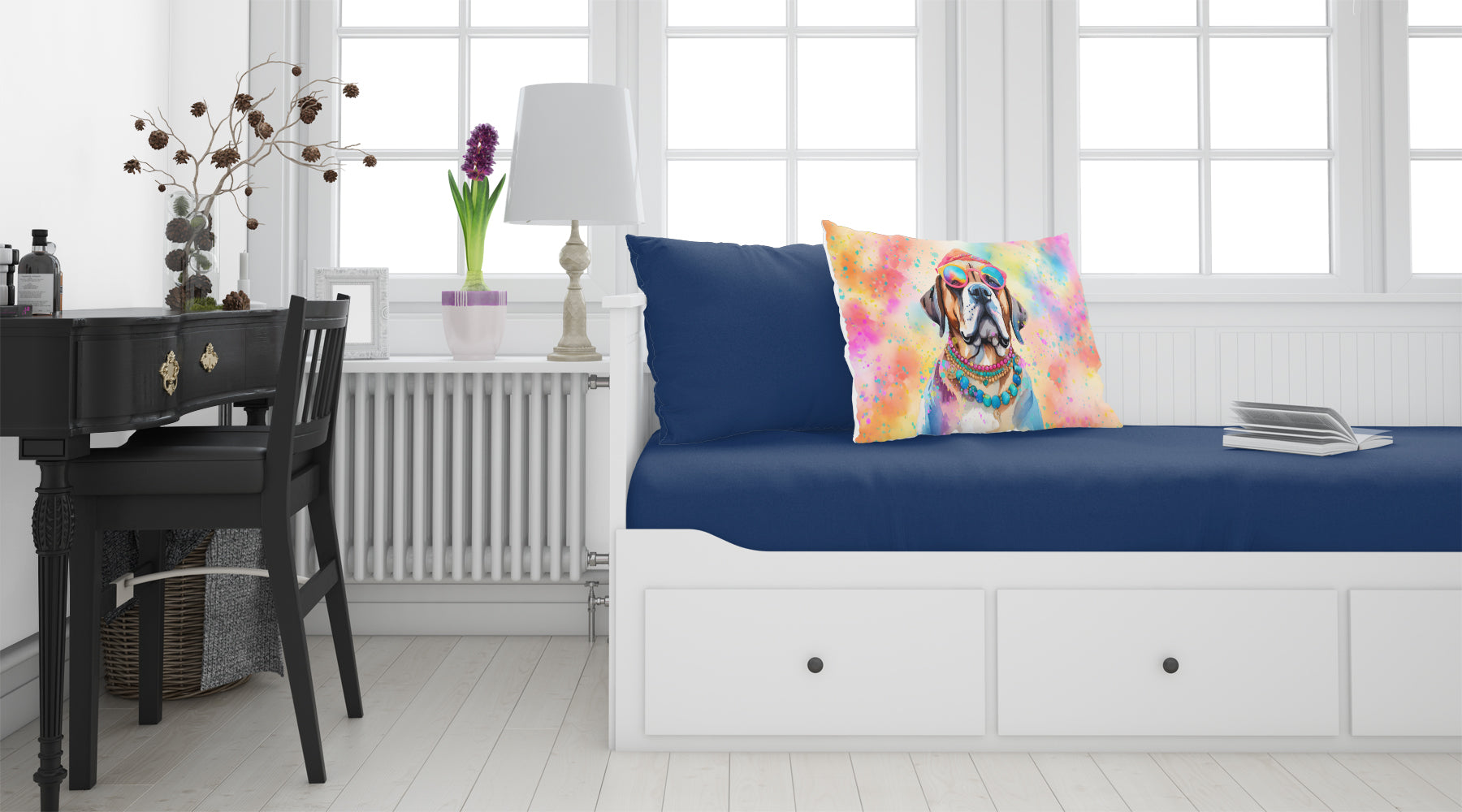 Mastiff Hippie Dawg Standard Pillowcase Lightweight Super Soft Easy Care Decorative Artwork Pillowcase, Standard