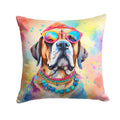 Mastiff Hippie Dawg Decorative Throw Pillow 14x14 Indoor Outdoor Accent Cushion, Fabric Cover with Insert for Sofa, Bed, Porch & Living Room