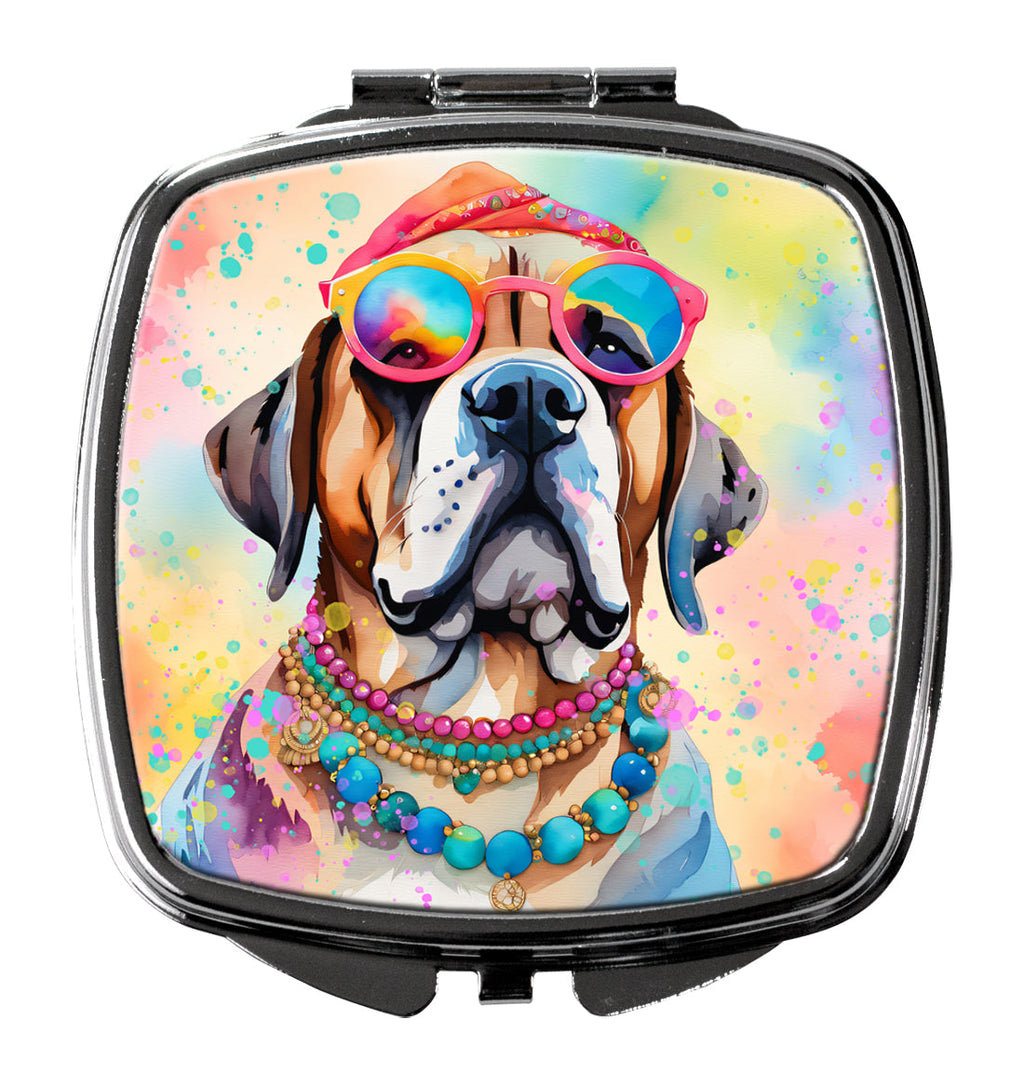 Mastiff Hippie Dawg Compact Mirror Decorative Travel Makeup Mirror for Women Girls Gifts Pocket Makeup Mirror Folding Handheld
