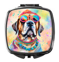 Mastiff Hippie Dawg Compact Mirror Decorative Travel Makeup Mirror for Women Girls Gifts Pocket Makeup Mirror Folding Handheld
