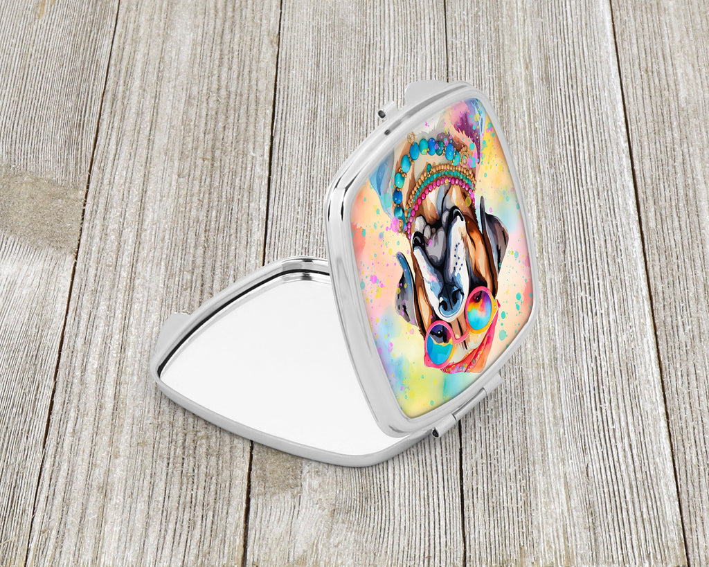 Mastiff Hippie Dawg Compact Mirror Decorative Travel Makeup Mirror for Women Girls Gifts Pocket Makeup Mirror Folding Handheld