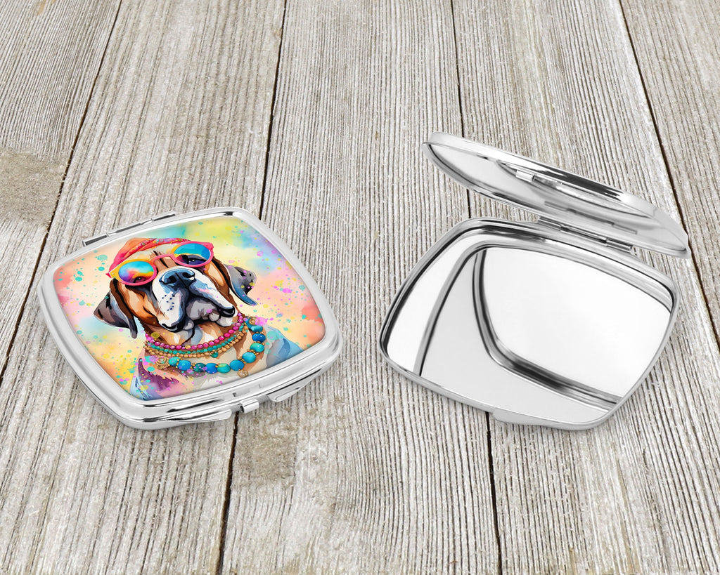 Mastiff Hippie Dawg Compact Mirror Decorative Travel Makeup Mirror for Women Girls Gifts Pocket Makeup Mirror Folding Handheld