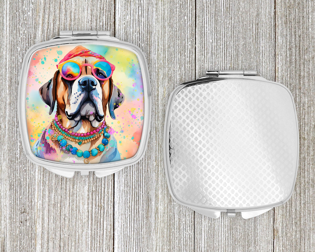 Mastiff Hippie Dawg Compact Mirror Decorative Travel Makeup Mirror for Women Girls Gifts Pocket Makeup Mirror Folding Handheld