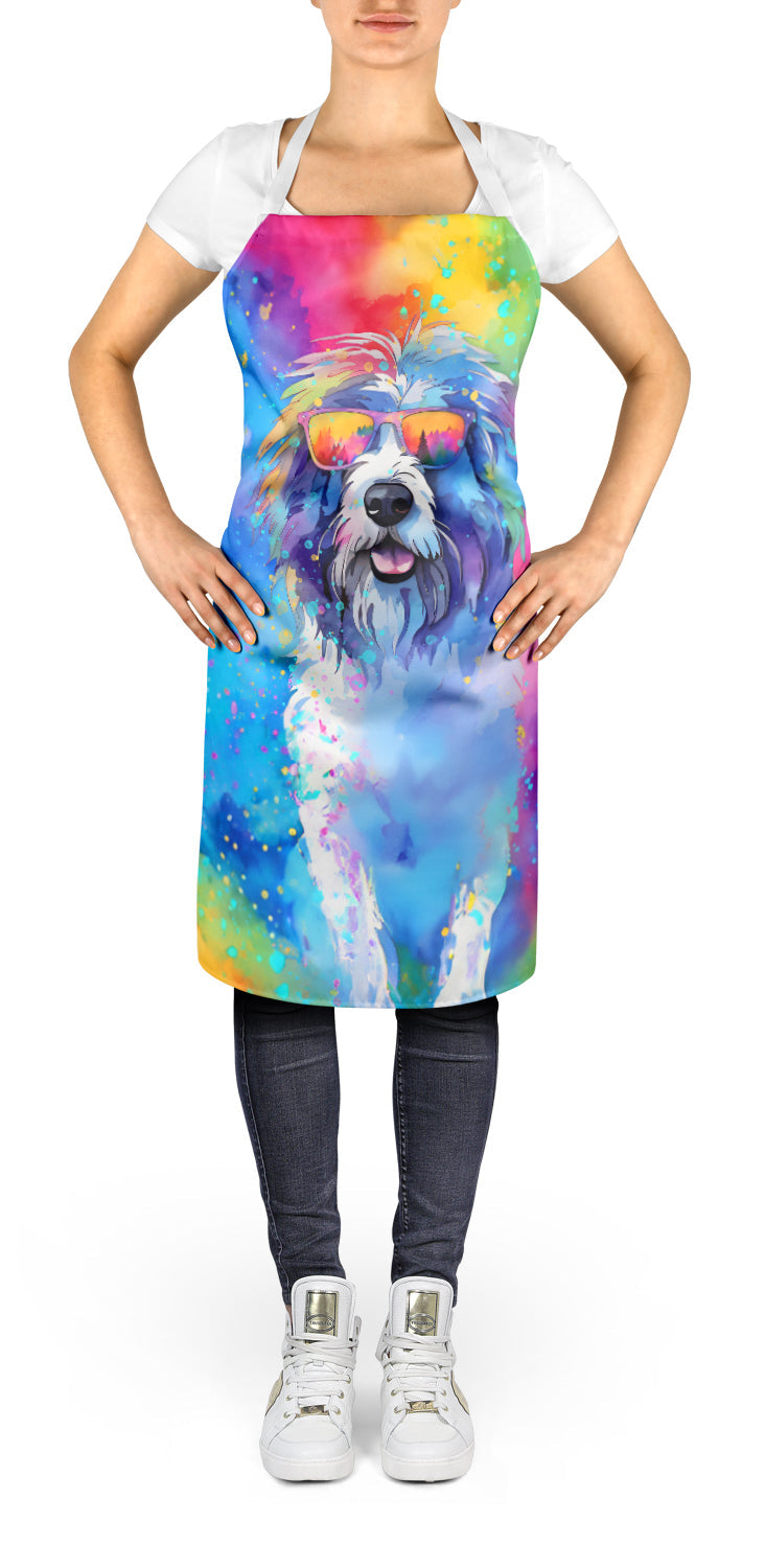 Old English Sheepdog Hippie Dawg Apron Cooking Kitchen Server Baking Crafts Gardening for Adult Women Men, Unisex, Large, Multicolor