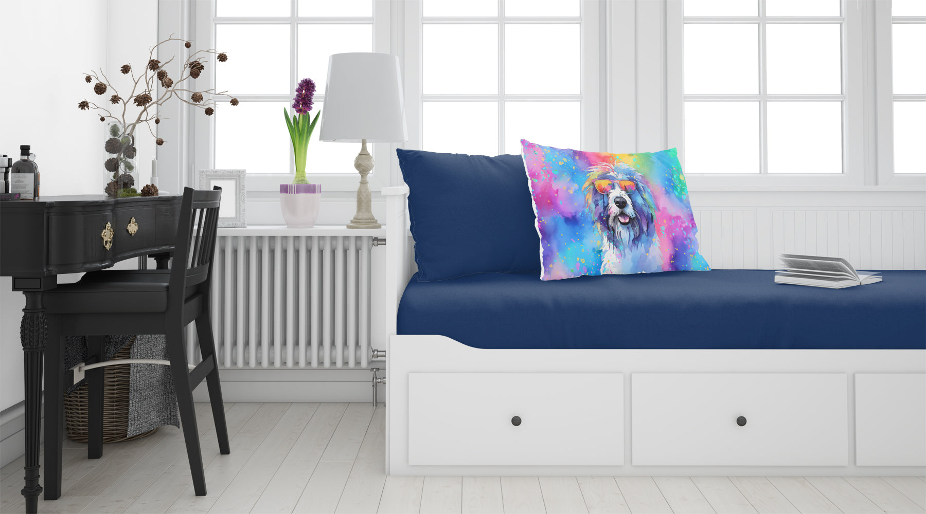 Old English Sheepdog Hippie Dawg Standard Pillowcase Lightweight Super Soft Easy Care Decorative Artwork Pillowcase, Standard