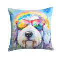 Old English Sheepdog Hippie Dawg Decorative Throw Pillow 14x14 Indoor Outdoor Accent Cushion, Fabric Cover with Insert for Sofa, Bed, Porch & Living Room