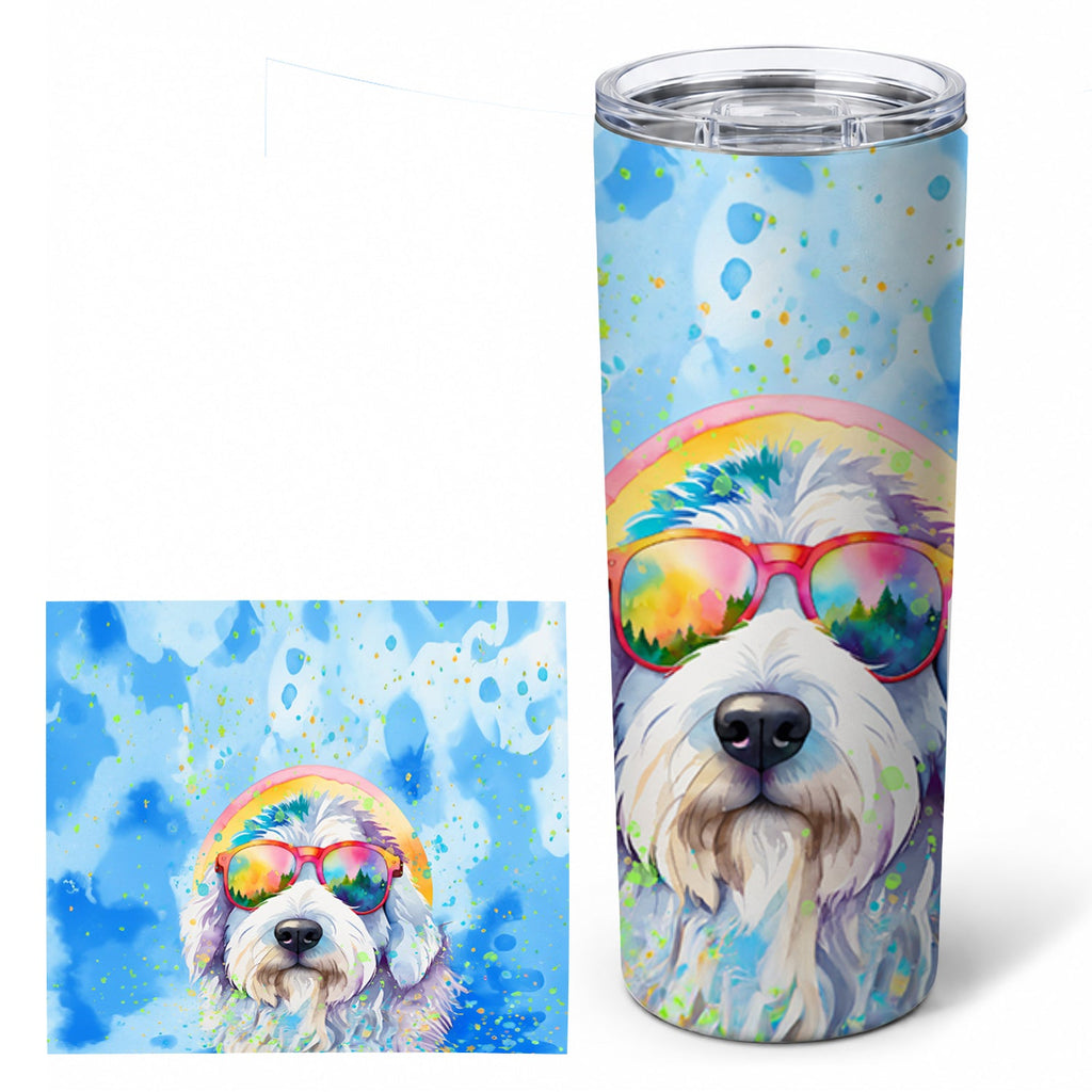 Old English Sheepdog Hippie Dawg Stainless Steel Skinny Tumbler 20 oz Vacuum Double Walled Reusable Insulated Travel Cup