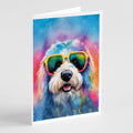 Old English Sheepdog Hippie Dawg Greeting Cards Pack of 8 Blank Cards with Envelopes Whimsical A7 Size 5x7