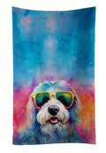 Old English Sheepdog Hippie Dawg Kitchen Towel Velour Plush Front and Cotton Loop Back Machine Washable