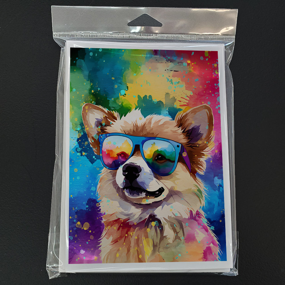 Pomeranian Hippie Dawg Greeting Cards Pack of 8 Blank Cards with Envelopes Whimsical A7 Size 5x7